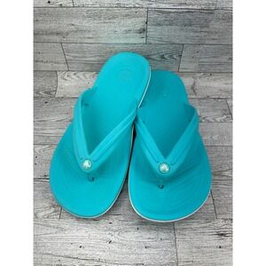 Crocs Crocband Flip Flop Sandals Turquoise Blue Men 6 Women 8 11033 Sporty Thong